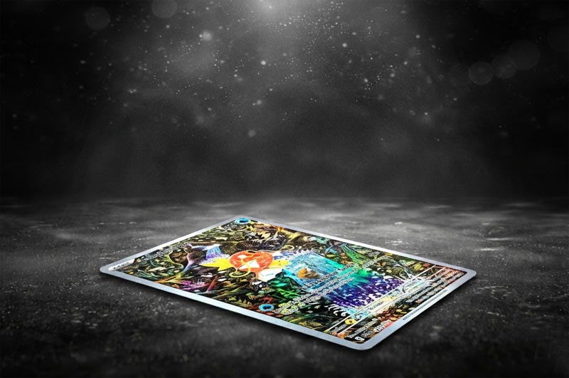 Mise en scène de la carte Magicarpe 203/193 sur un fond sombre