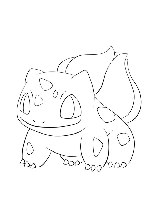 Coloriage bulbizarre tout mignon en noir et blanc à imprimer