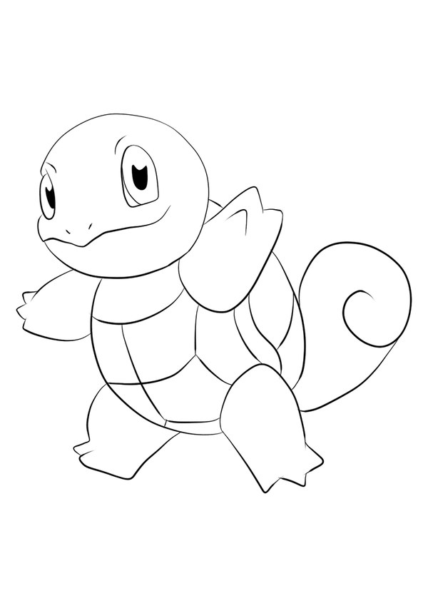 Coloriage carapuce fait coucou en noir et blanc à imprimer