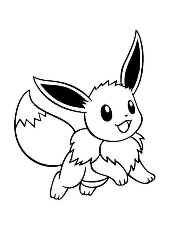 Coloriage évoli assis en noir et blanc à imprimer