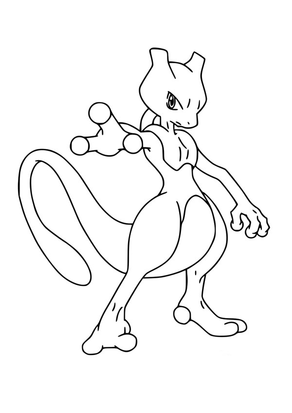 Coloriage mewtwo et ses pouvoirs en noir et blanc à imprimer