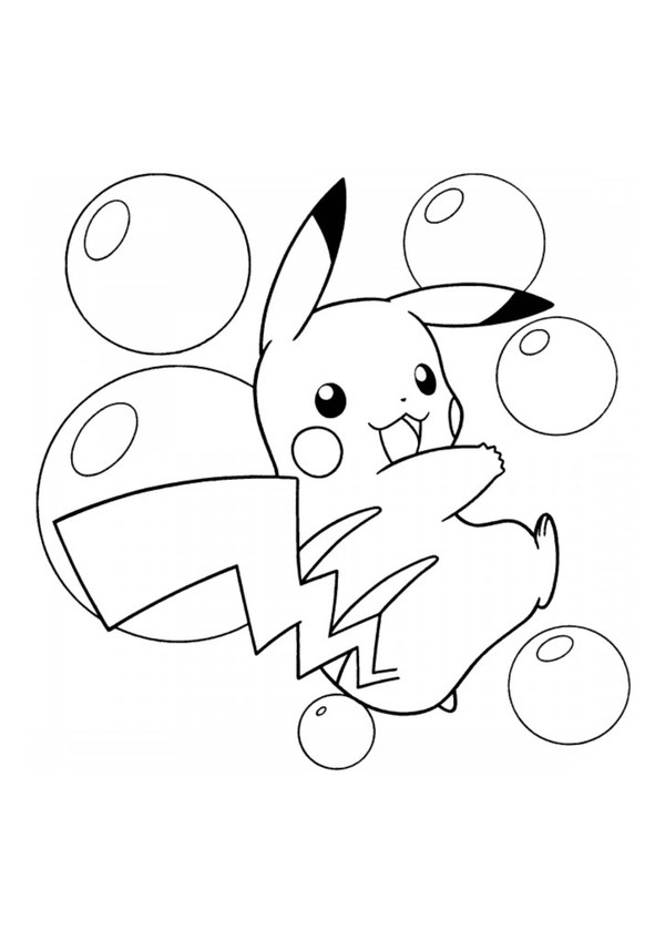 Coloriage pikachu dans les bulles en noir et blanc à imprimer
