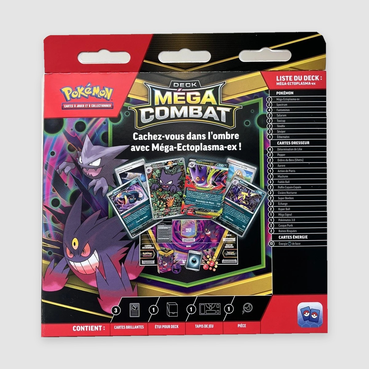 Deck Méga-Combat Méga-Ectoplasma-ex – Neuf scellé FR, vue du verso sur fond gris