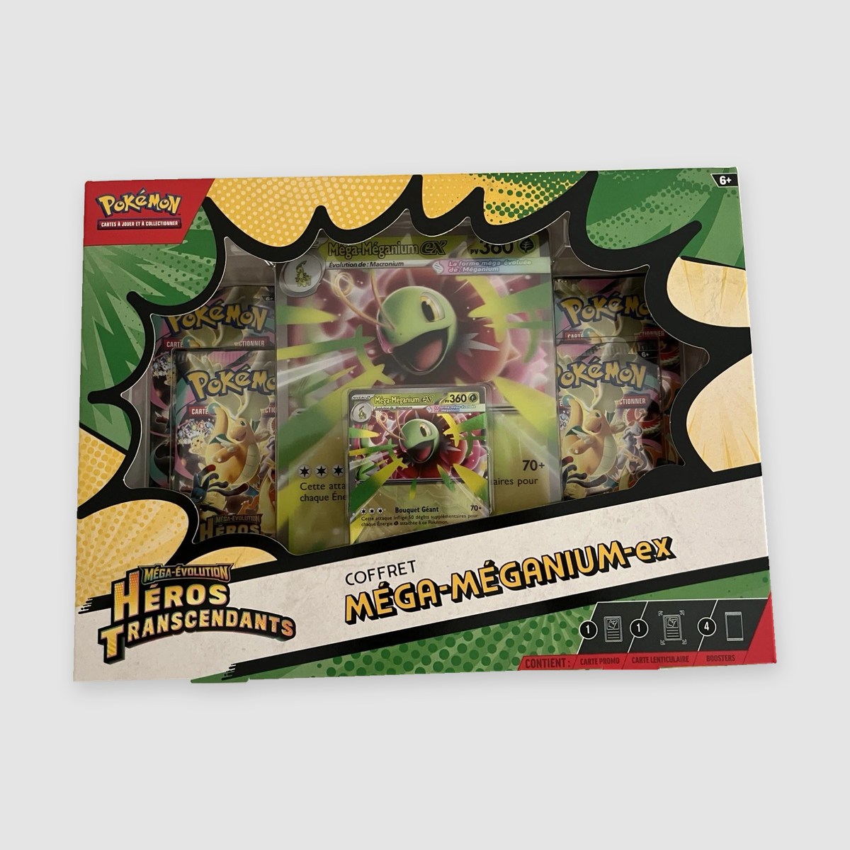 Coffret Pokémon Méga-Méganium-ex Héros Transcendants français neuf scellé, vue de face