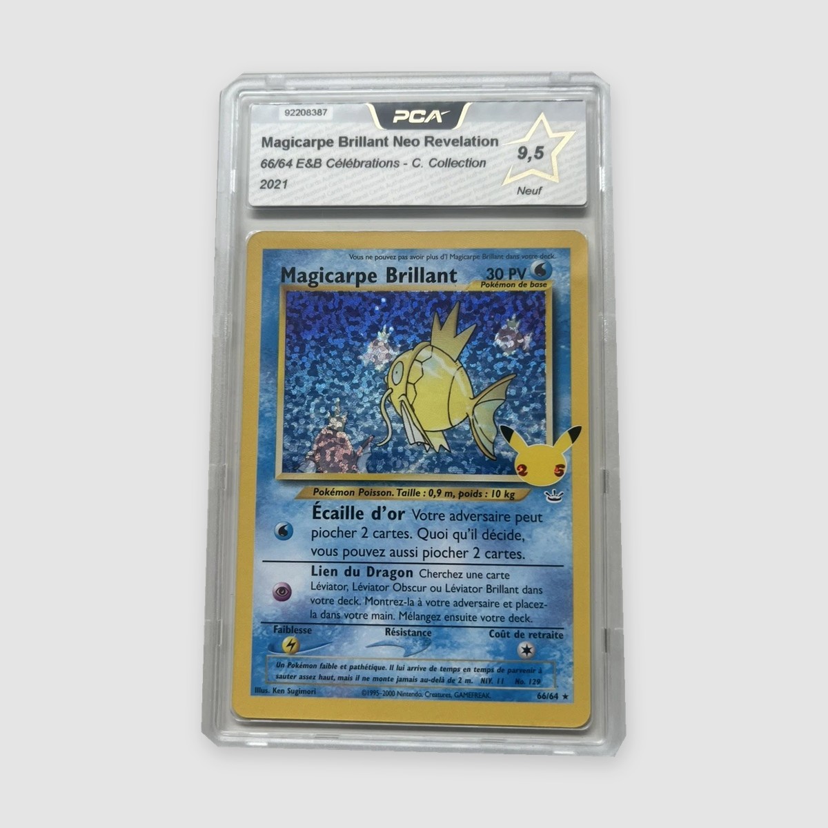 Magicarpe Brillant 66/64 Célébrations PCA 9,5 FR, vue du recto sur fond gris