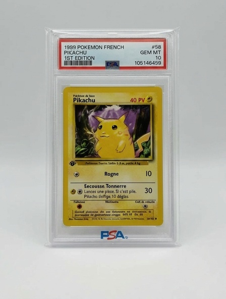 Pikachu 58/102 Édition 1 PSA 10 FR – Cert. 105146459