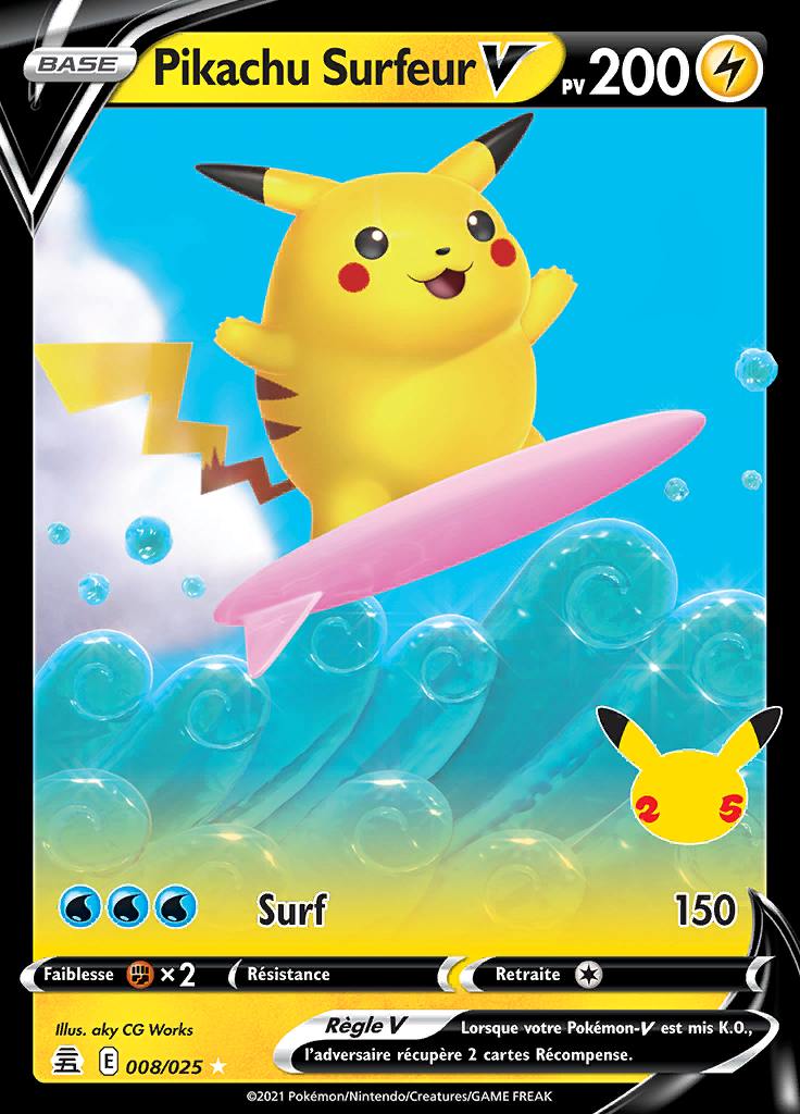 Pikachu Surfeur V 008/025 — Célébrations