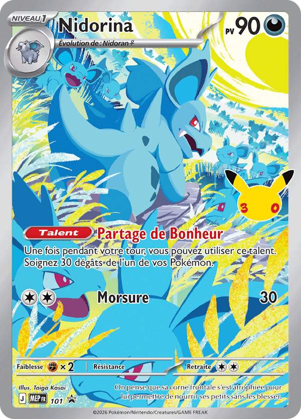 Carte promo française Nidorina MEP101 incluse dans l’ETB 30ᵉ Anniversaire