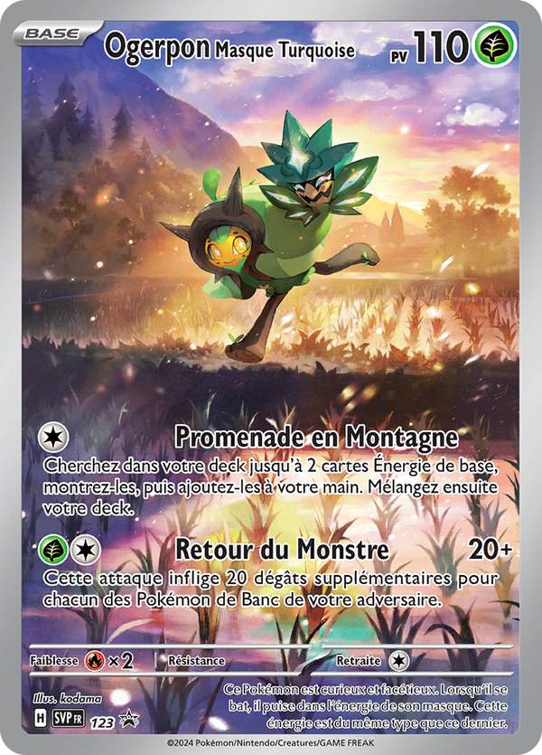 Carte promo française Ogerpon Masque Turquoise SVP123 incluse dans l’ETB Mascarade Crépusculaire