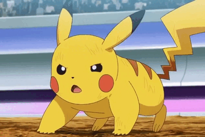 Pikachu énervé dans l’arène — GIF animé Pokémon