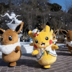 Pikachu et Évoli font la fête — GIF animé Pokémon