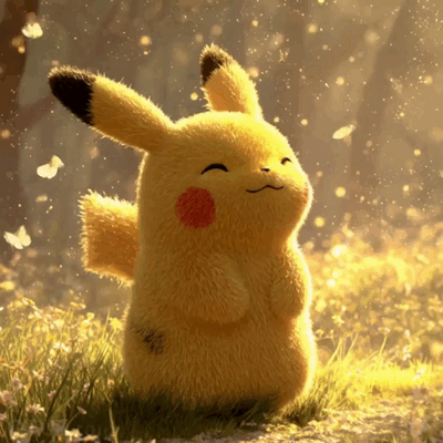 Pikachu heureux dans la nature — GIF animé Pokémon